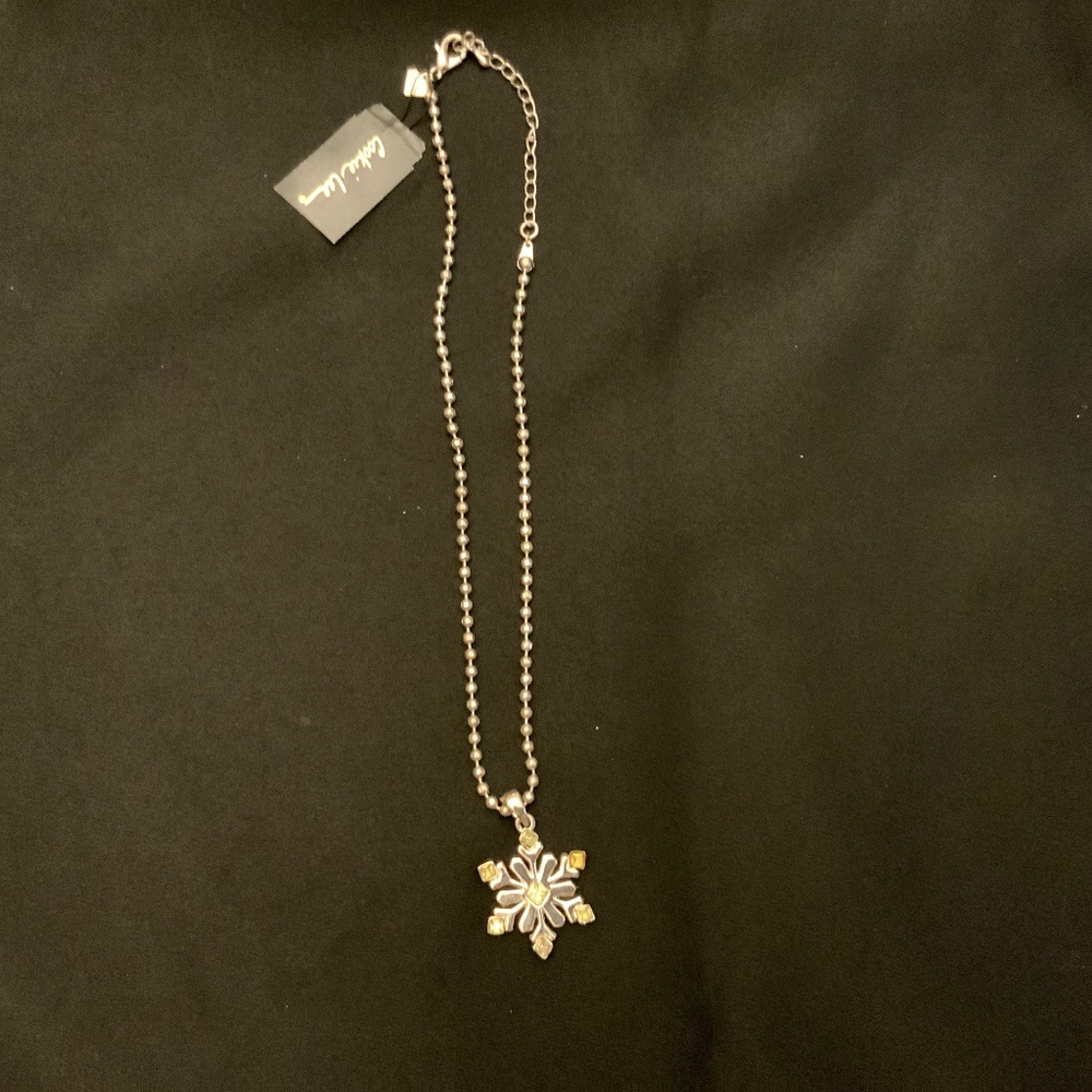 N6/ NWT 16” Cookie Lee Necklace - Silver necklace and Snowflake Crystal Pendant